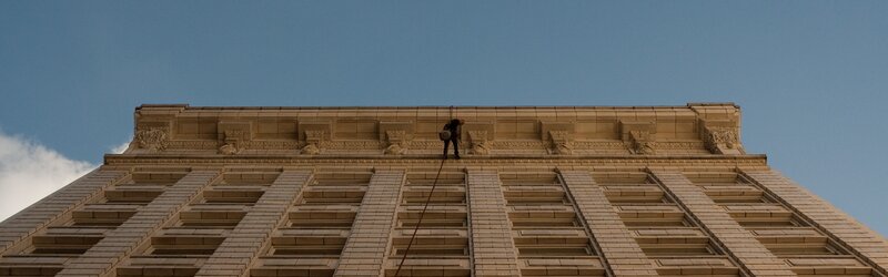 Window washer on a tall building