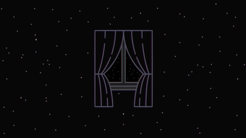 Window with Curtains — Black