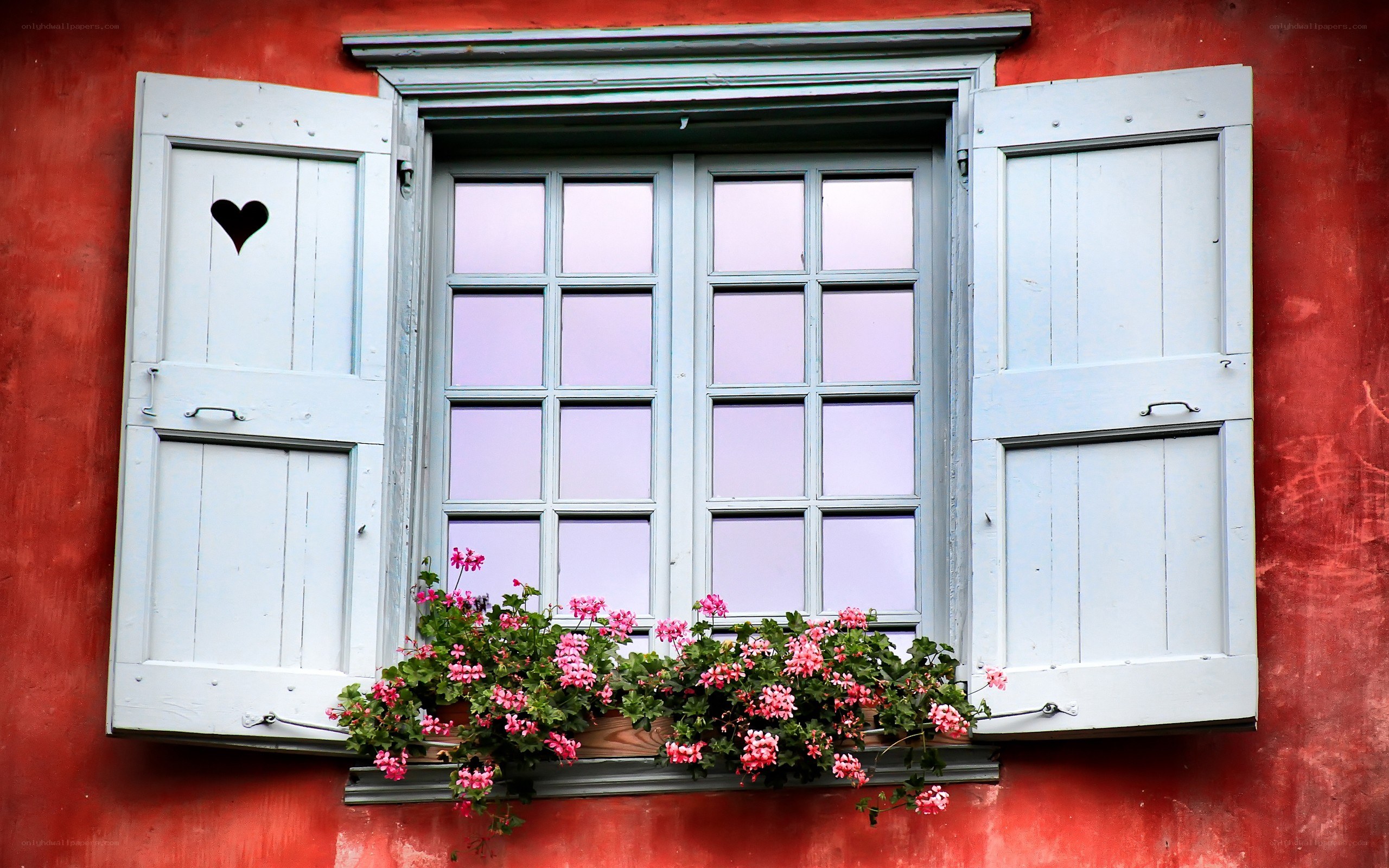 window with flowers and heart