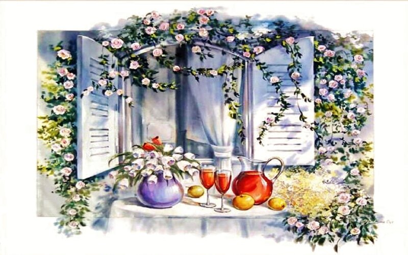 Window with Flowers and Pitcher