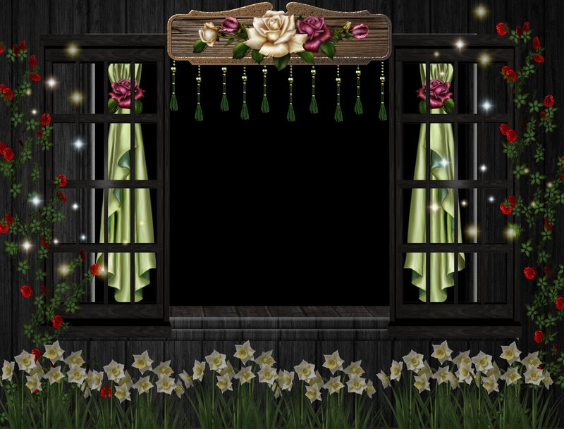 Window with Flowers — Black