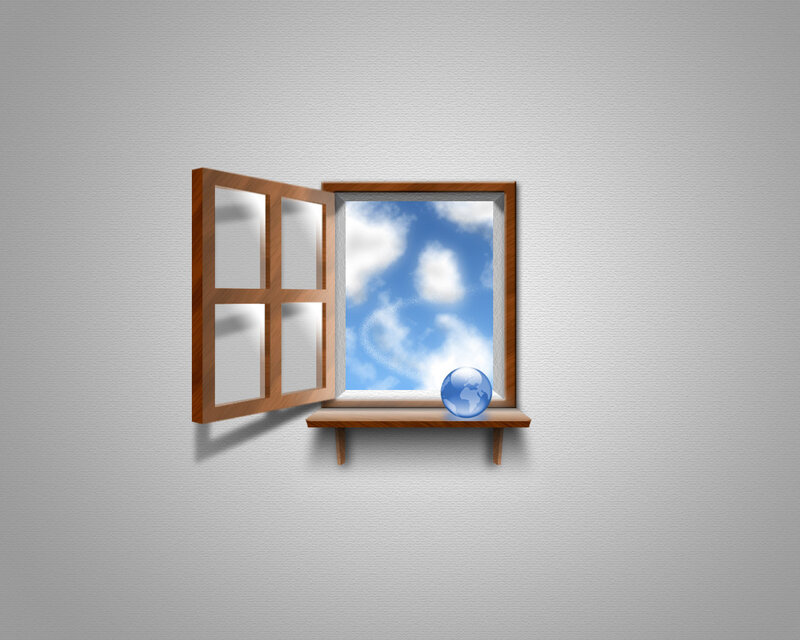 window with globe on sill