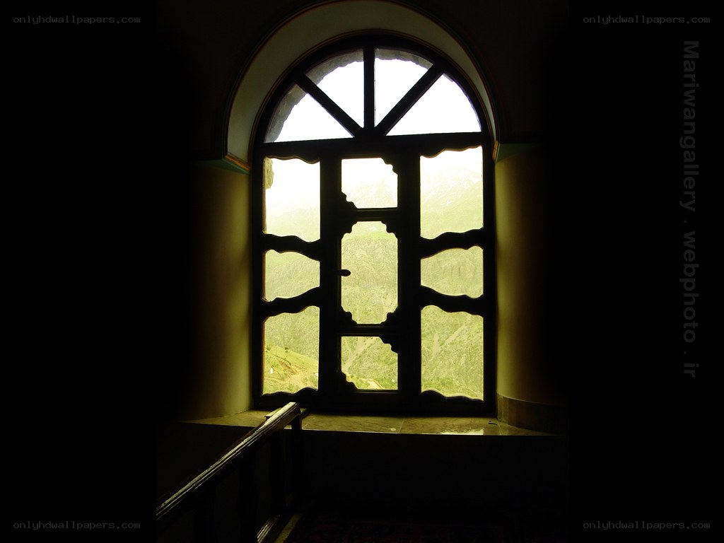 window with mountain view
