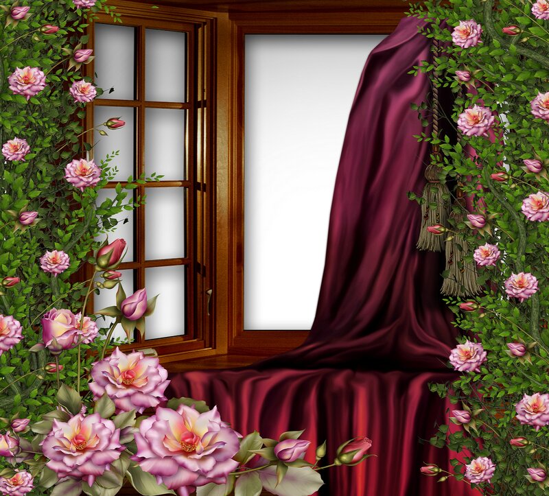 Window with Roses and Curtain