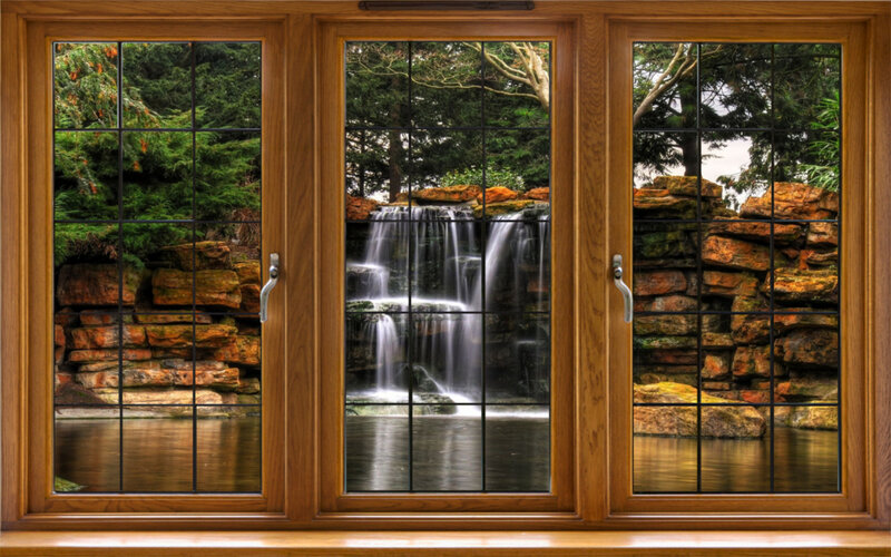 Window with Waterfall View