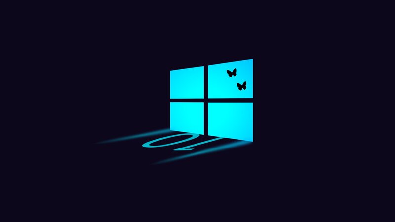Windows 10 Logo — Blue, Minimalist, Night