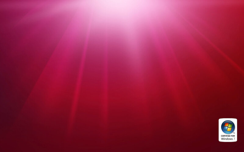 Windows 7 certified logo on red background