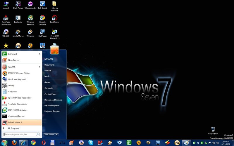 Windows 7 desktop with software list