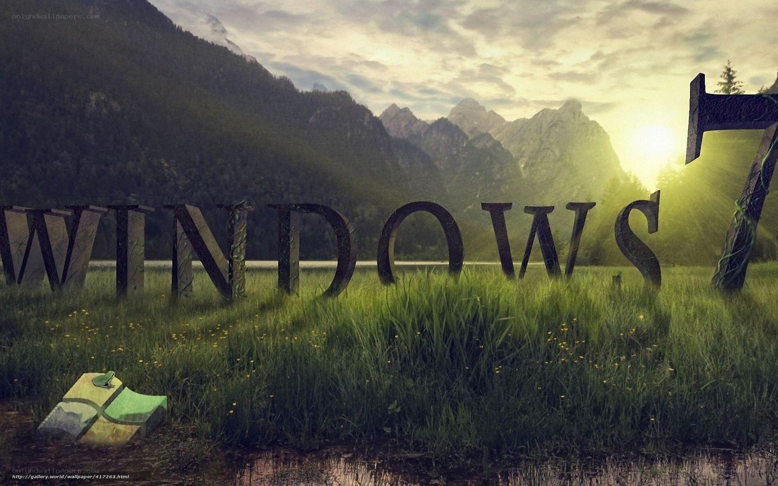 Windows 7 in a mountain landscape