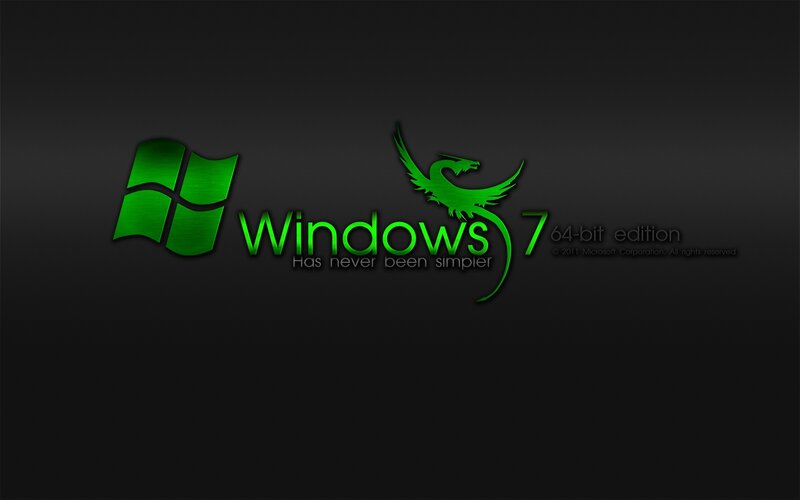 Windows 7 Logo — Black, Dark, Digital Art, Dragon
