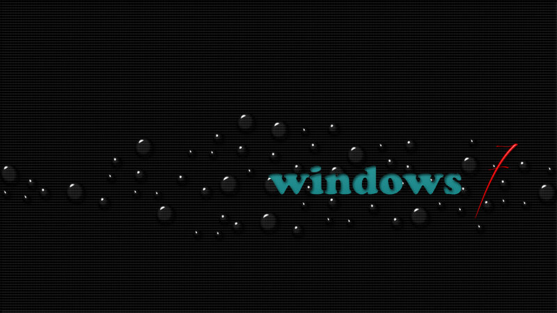 Windows 7 Logo — Black, Dark, Digital Art, Drops