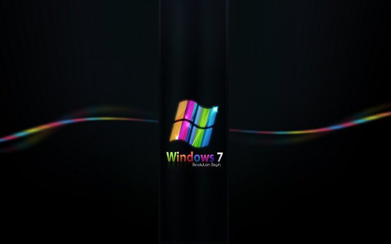 Windows 7 Logo — Black, Dark, Digital Art