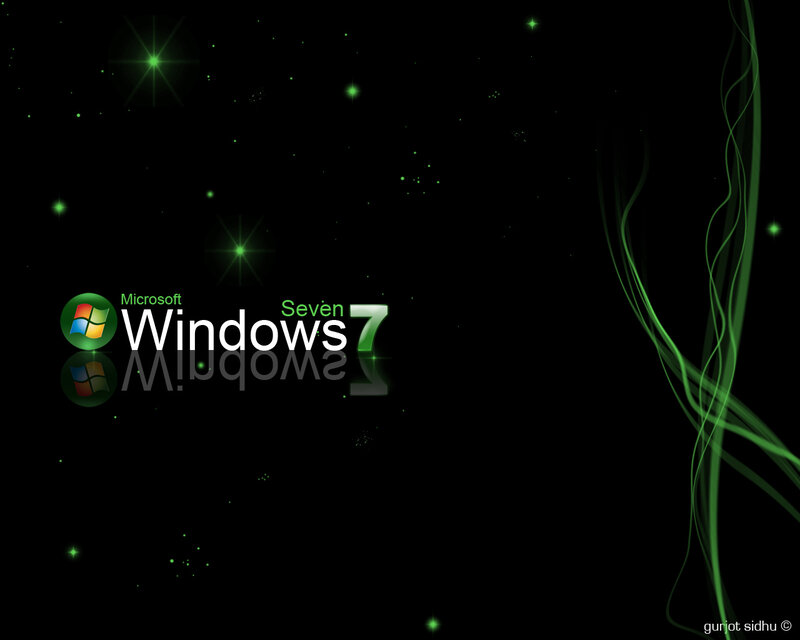 Windows 7 Logo — Black, Dark, Futuristic, Night