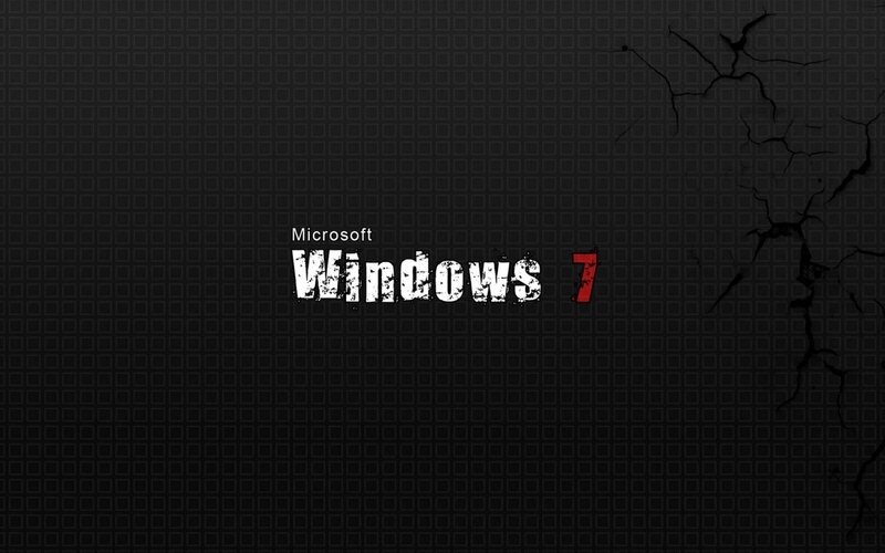 Windows 7 Logo — Black, Dramatic, Digital Art, Cracked Surface