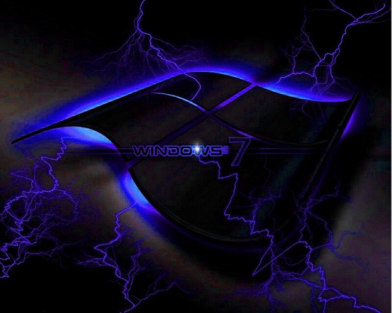 Windows 7 Logo — Black, Dramatic, Digital Art, Lightning