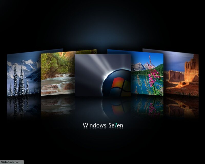 Windows 7 Logo — Black, Dramatic, Digital Art, Mountains
