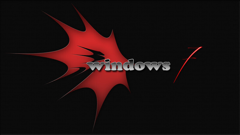 Windows 7 Logo — Black, Dramatic, Digital Art, Red Splatter