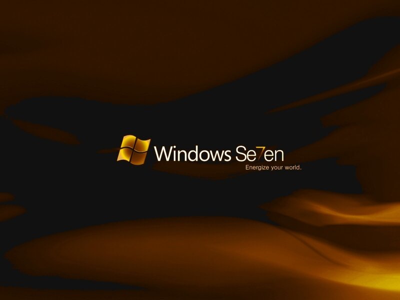 Windows 7 Logo — Black, Dramatic, Digital Art, Text, Gold