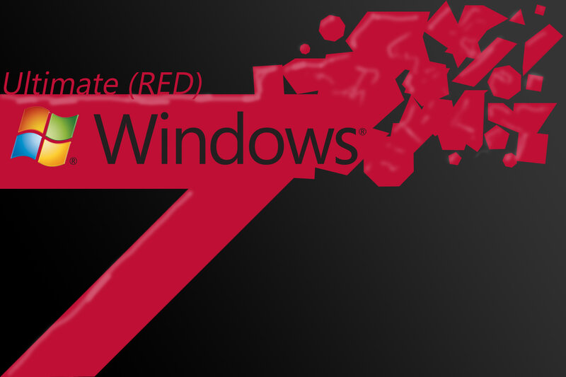 Windows 7 Logo — Black, Dramatic, Digital Art, Text, Red Shape