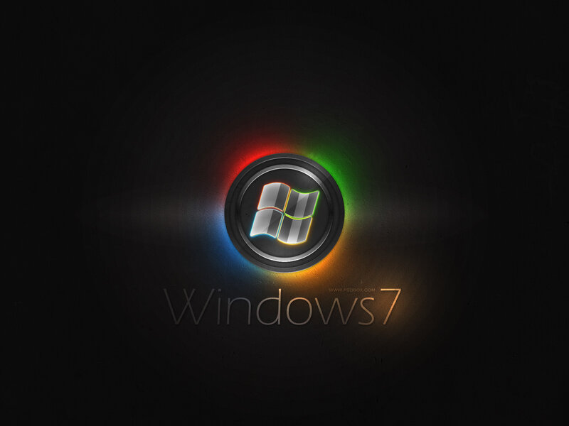 Windows 7 Logo — Black, Dramatic, Night