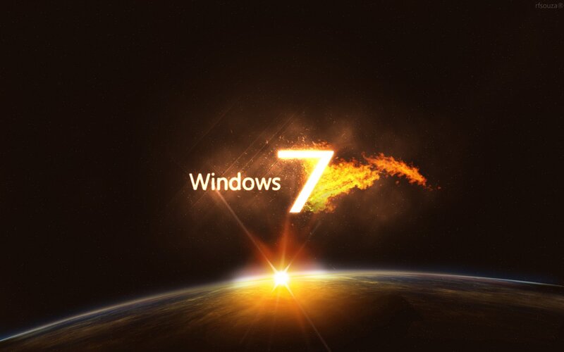 Windows 7 Logo — Black, Dramatic, Sunrise