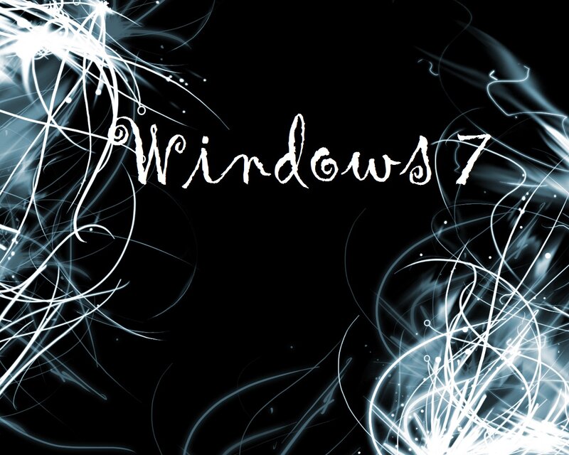 Windows 7 Logo — Black, Dynamic, Digital Art, Light Streaks