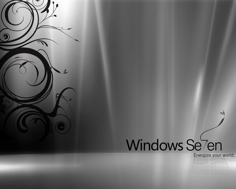 Windows 7 Logo — Black, Minimalist, Digital Art, Floral Design
