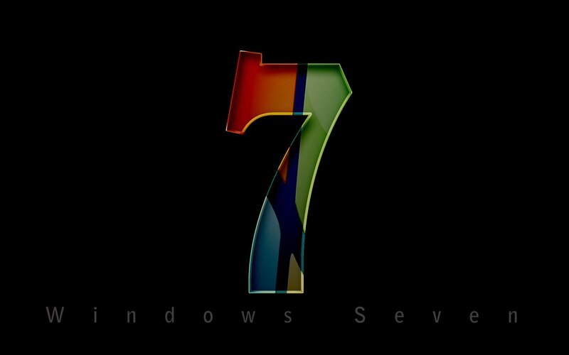 Windows 7 Logo — Black, Minimalist, Digital Art, Number Seven