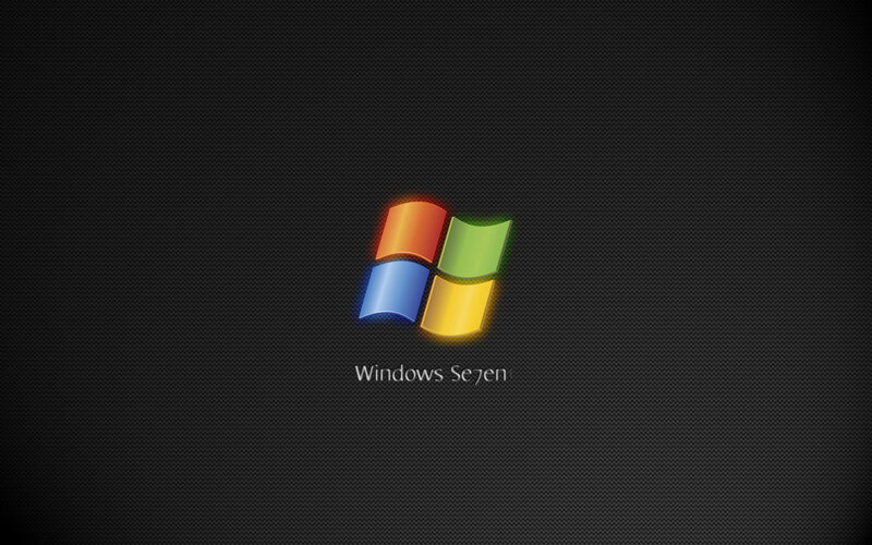 Windows 7 Logo — Black, Minimalist, Digital Art, Text, Blue, Green