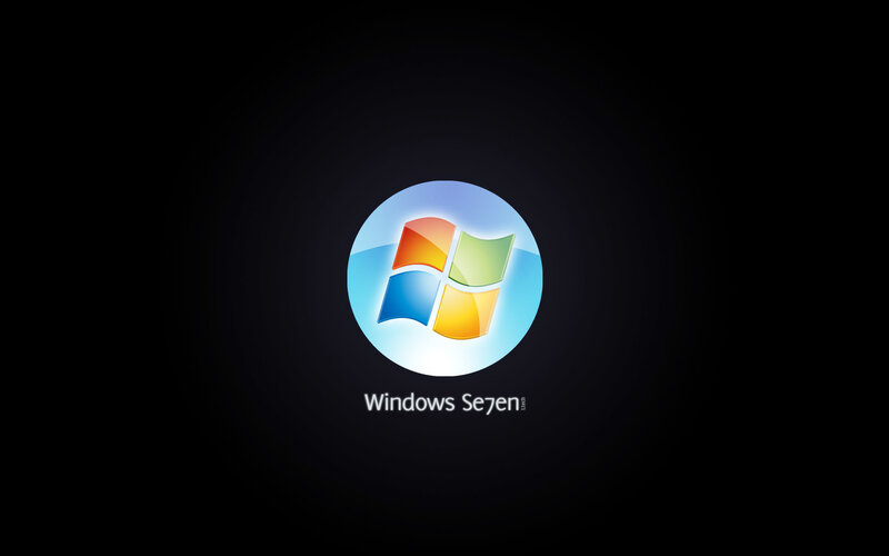 Windows 7 Logo — Black, Minimalist, Digital Art, Text, Blue, White, Windows Seven