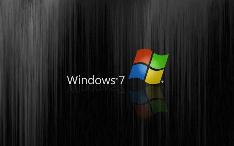 Windows 7 Logo — Black, Minimalist, Digital Art, Text, White, Blue
