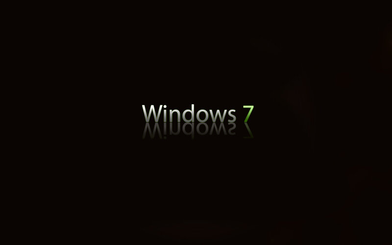 Windows 7 Logo — Black, Minimalist, Digital Art, Text, White, Green, Windows 7