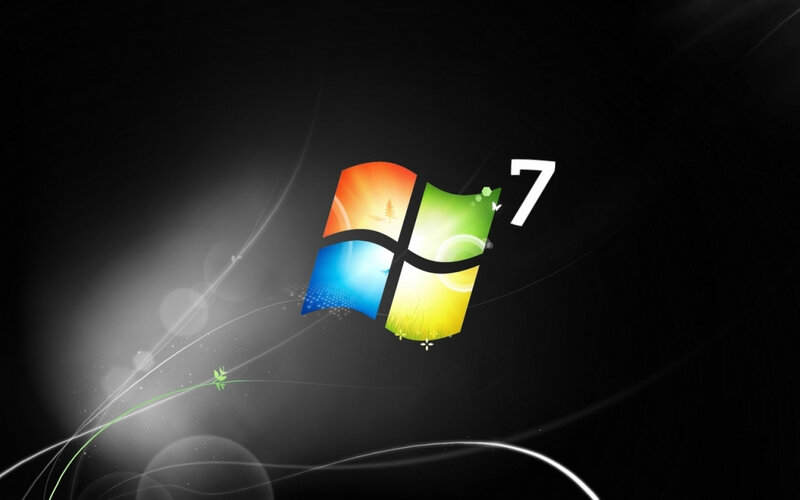 Windows 7 Logo — Black, Modern, Digital Art, Number