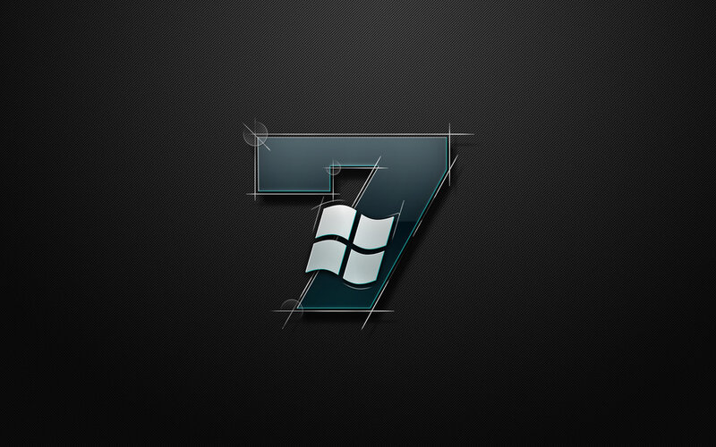 Windows 7 Logo — Black, Number Seven