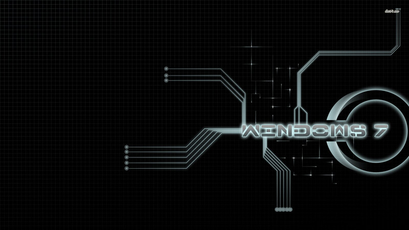 Windows 7 Logo — Black, Technological, Digital Art, Circuit Board