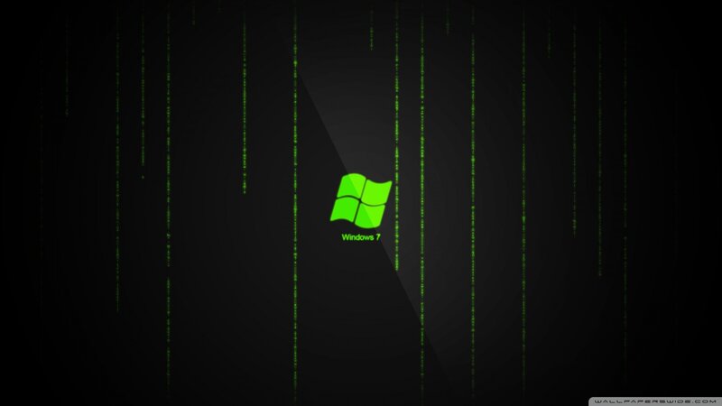 Windows 7 Logo — Black, Technological, Digital Art, Green Code, Digital Matrix