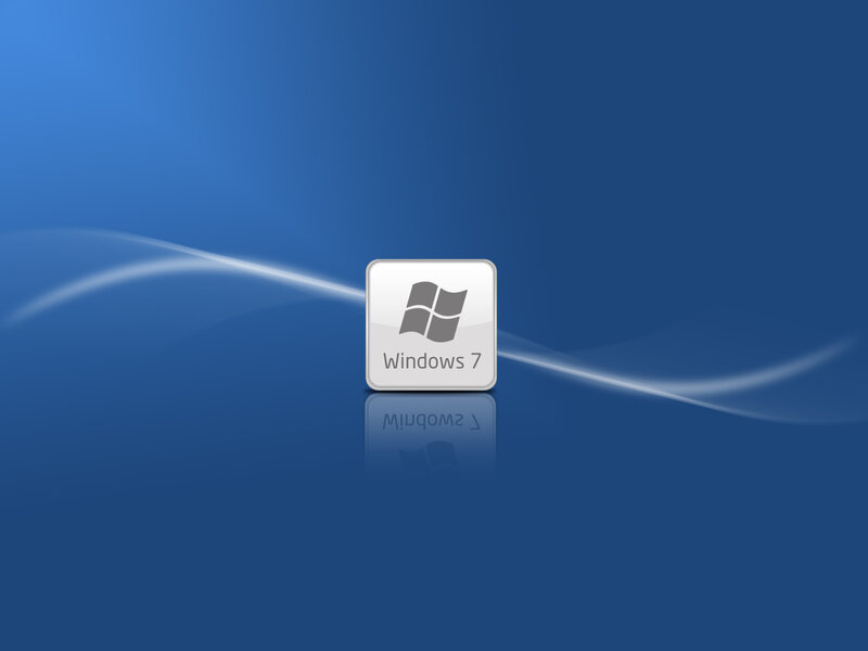 Windows 7 Logo — Blue, Calm, Digital Art, Reflection, Wave, White, Gray