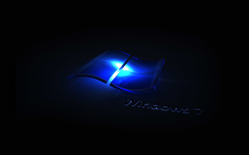 Windows 7 Logo — Blue, Dark, Night, 3d Render