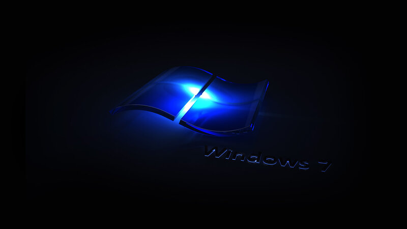 Windows 7 Logo — Blue, Dark, Night