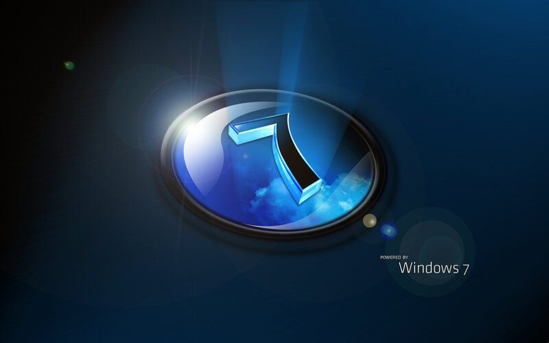 Windows 7 Logo — Blue, Dramatic, Digital Art, Clouds