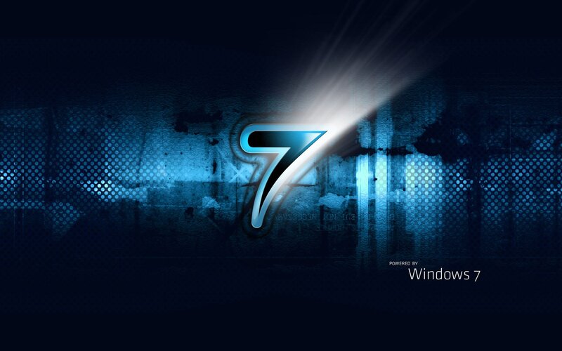 Windows 7 Logo — Blue, Dramatic, Digital Art, Light Beam