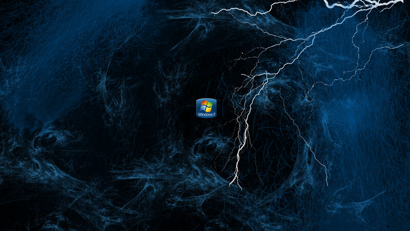 Windows 7 Logo — Blue, Dramatic, Digital Art, Lightning