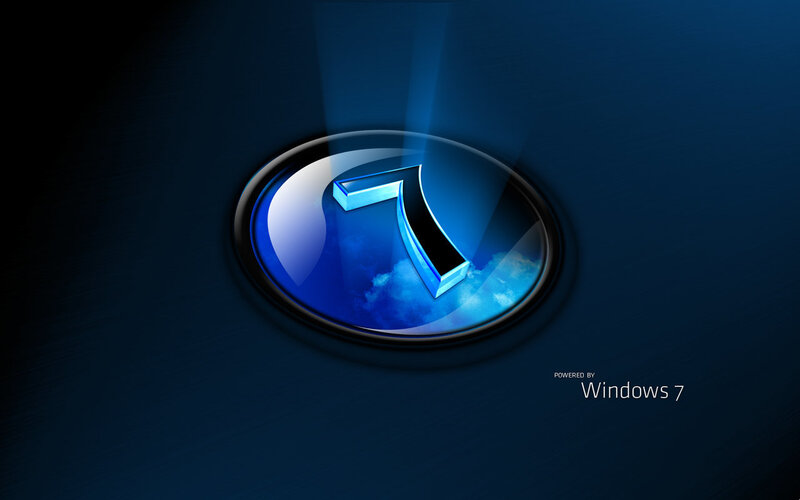 Windows 7 Logo — Blue, Dramatic, Digital Art, Number 7, Clouds, Black