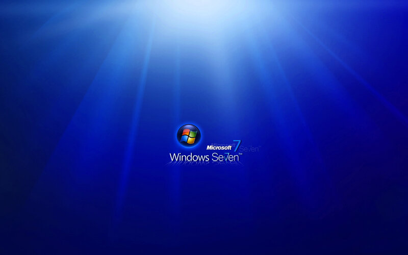 Windows 7 Logo — Blue, Dramatic, Digital Art, Text, Light Rays