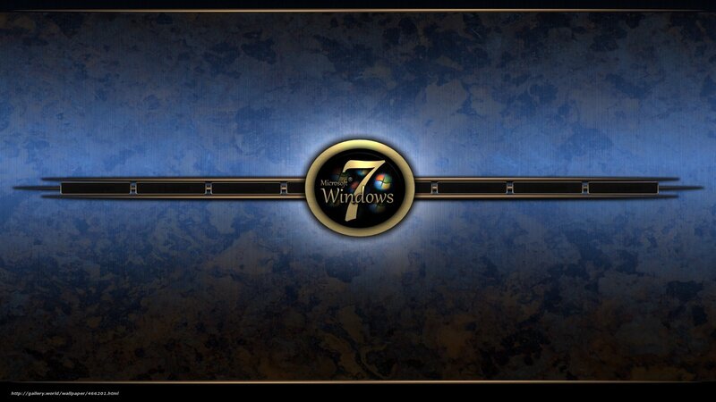 Windows 7 Logo — Blue, Dramatic, Digital Art, Text, Metallic Bar