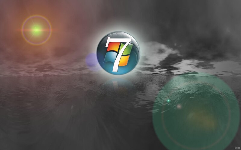 Windows 7 Logo — Blue, Dramatic, Digital Art, Water