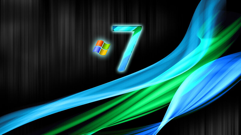 Windows 7 Logo — Blue, Dynamic, Digital Art, Number