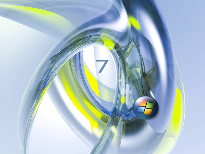 Windows 7 Logo — Blue, Futuristic, Digital Art, Number 7