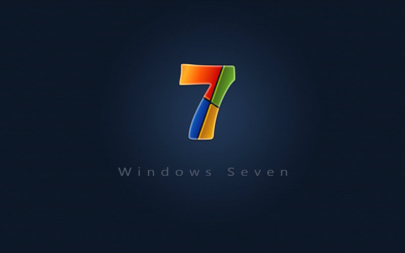 Windows 7 Logo — Blue, Minimalist, Digital Art, Number Seven, Text