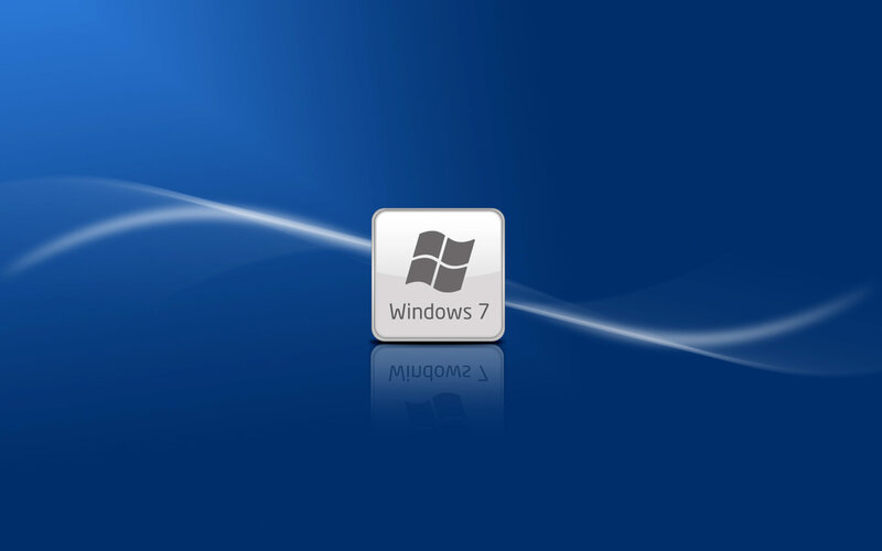 Windows 7 Logo — Blue, Minimalist, Digital Art, Reflection